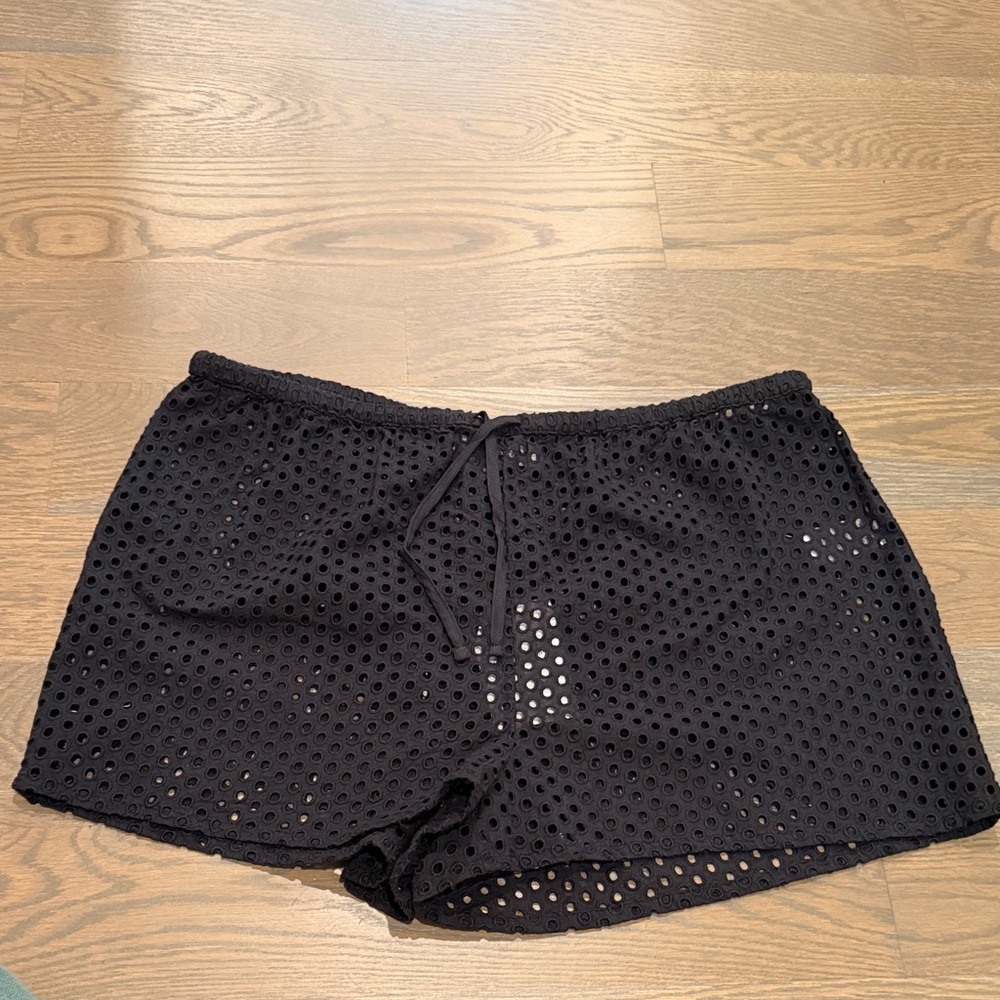 Solid and Striped Women's Black Eyelet Shorts